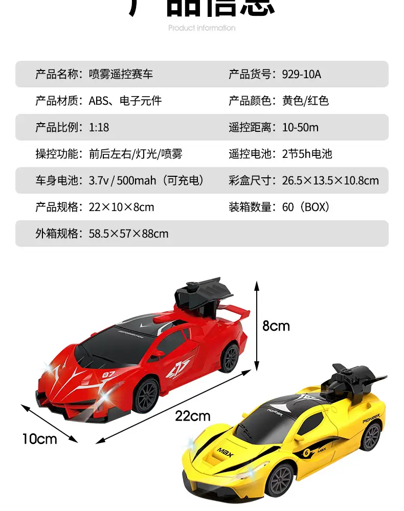 Cross-border spray remote control car handle four-way simulation sports car high-speed racing children's electric remote control car toy car — feature 16
