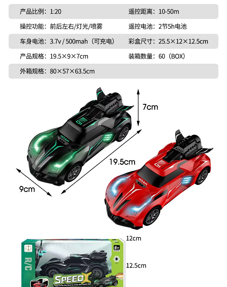 Cross-border spray remote control car handle four-way simulation sports car high-speed racing children's electric remote control car toy car — feature 18