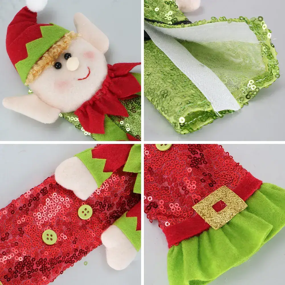 Velvet Elf Couple Christmas Decorations Set of 4