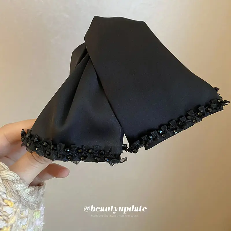 Black Silk Bow Hair Clip for Women - Image 3