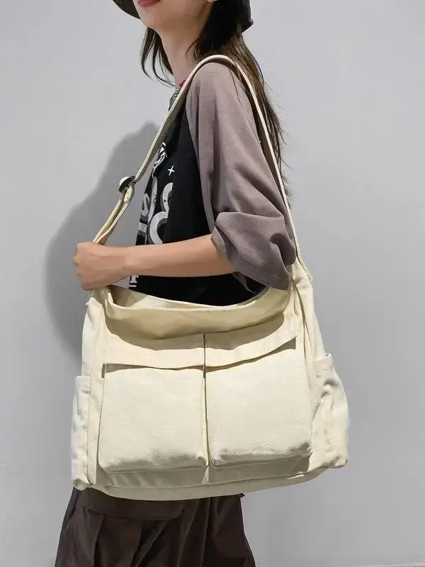 Green Multi-Pocket Shoulder Bag for Students - Image 6