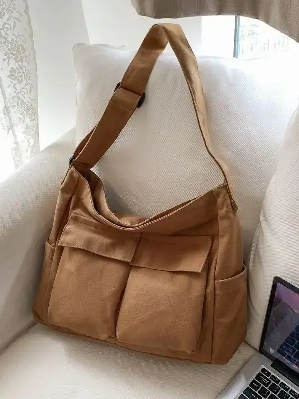 Green Multi-Pocket Shoulder Bag for Students - Image 7