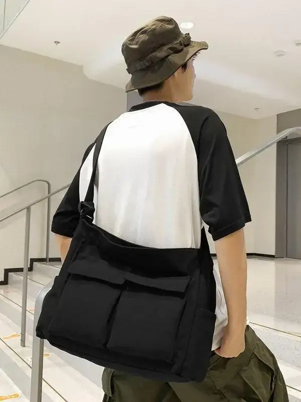 Green Multi-Pocket Shoulder Bag for Students - Image 8