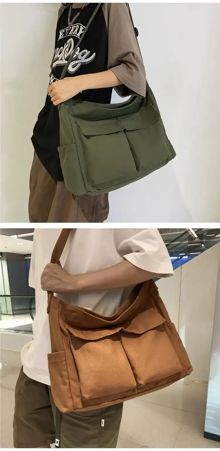 Green Multi-Pocket Shoulder Bag for Students — feature 8