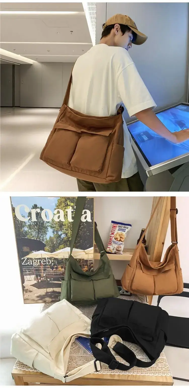 Green Multi-Pocket Shoulder Bag for Students — feature 9