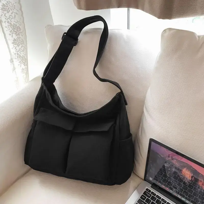 Green Multi-Pocket Shoulder Bag for Students - Image 2