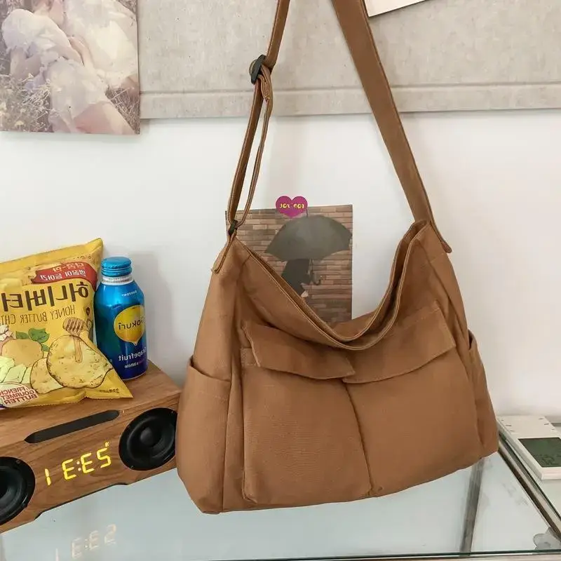 Green Multi-Pocket Shoulder Bag for Students - Image 4