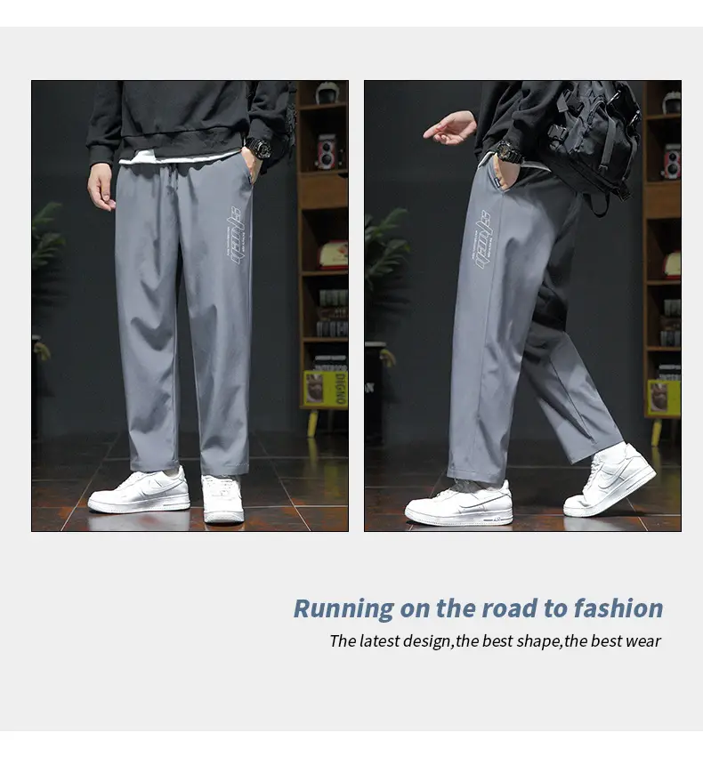 Men Fleece Lined Grey Winter Pants Loose Fit — feature 12