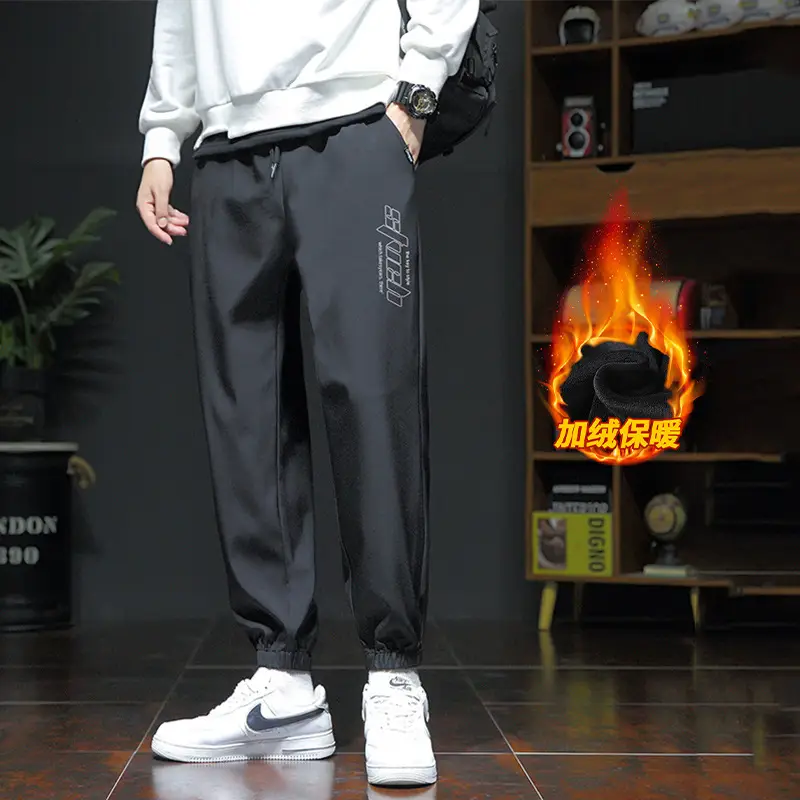 Men Fleece Lined Grey Winter Pants Loose Fit - Image 7