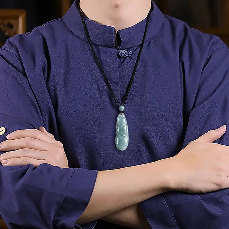 Natural Jade Blue Water Pendant for Men Women - Image 4