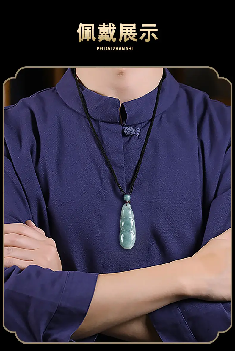 Natural Jade Blue Water Pendant for Men Women — feature 8