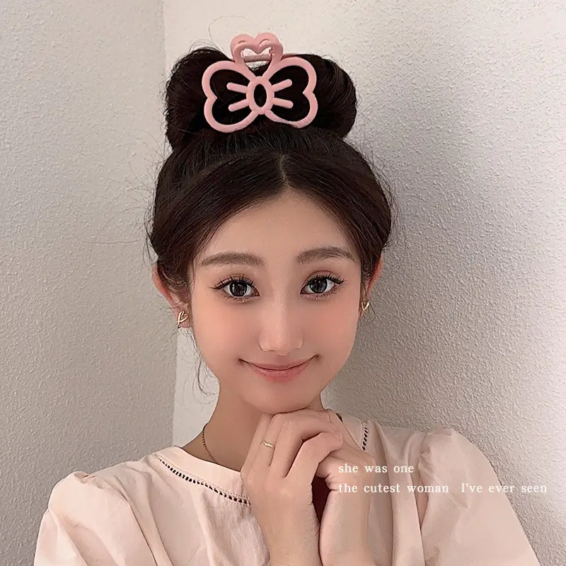 Pink Bow Hair Clip for Women's Back of Head Disc Hair Volume Shark Clip Ins Wind Hair Clip Headwear - Image 8