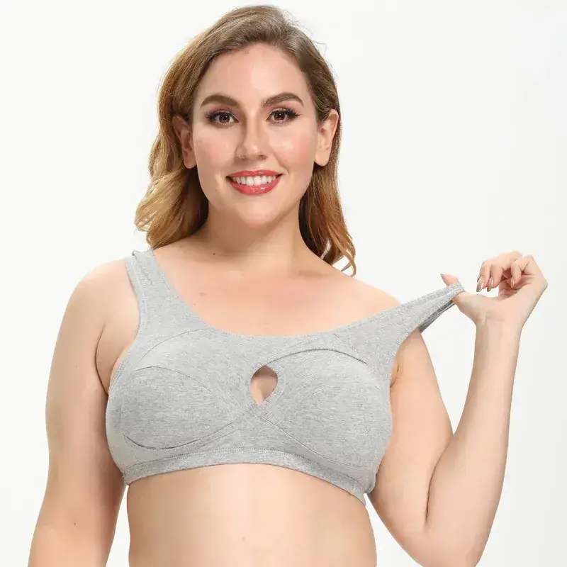 Adjustable Seamless V-Neck Cotton Wireless Sports Bra - Image 9