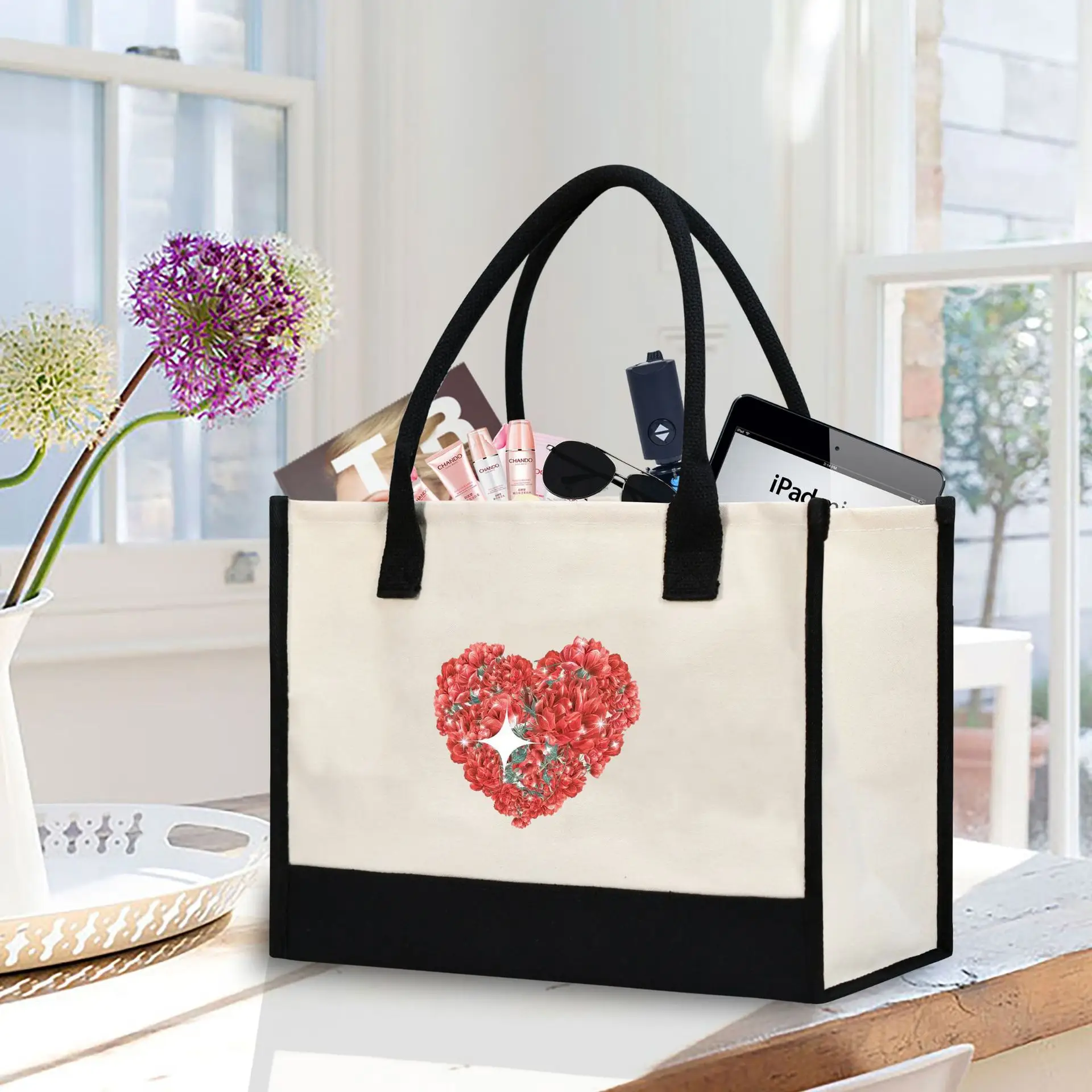 Printed Canvas Shoulder Bag Women Large Capacity Festive Christmas Design — feature 18