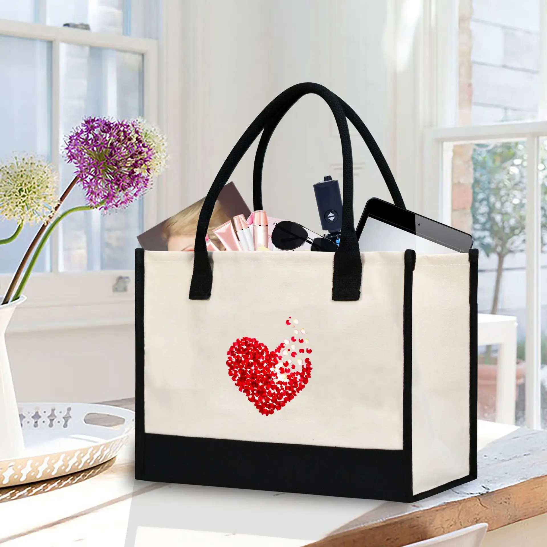 Printed Canvas Shoulder Bag Women Large Capacity Festive Christmas Design — feature 21