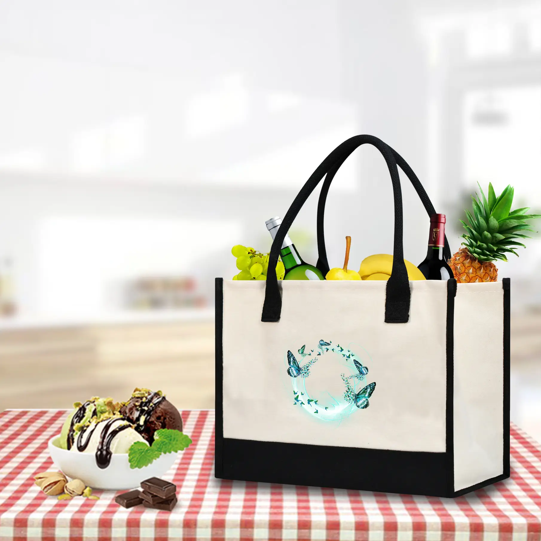 Printed Canvas Shoulder Bag Women Large Capacity Festive Christmas Design — feature 22