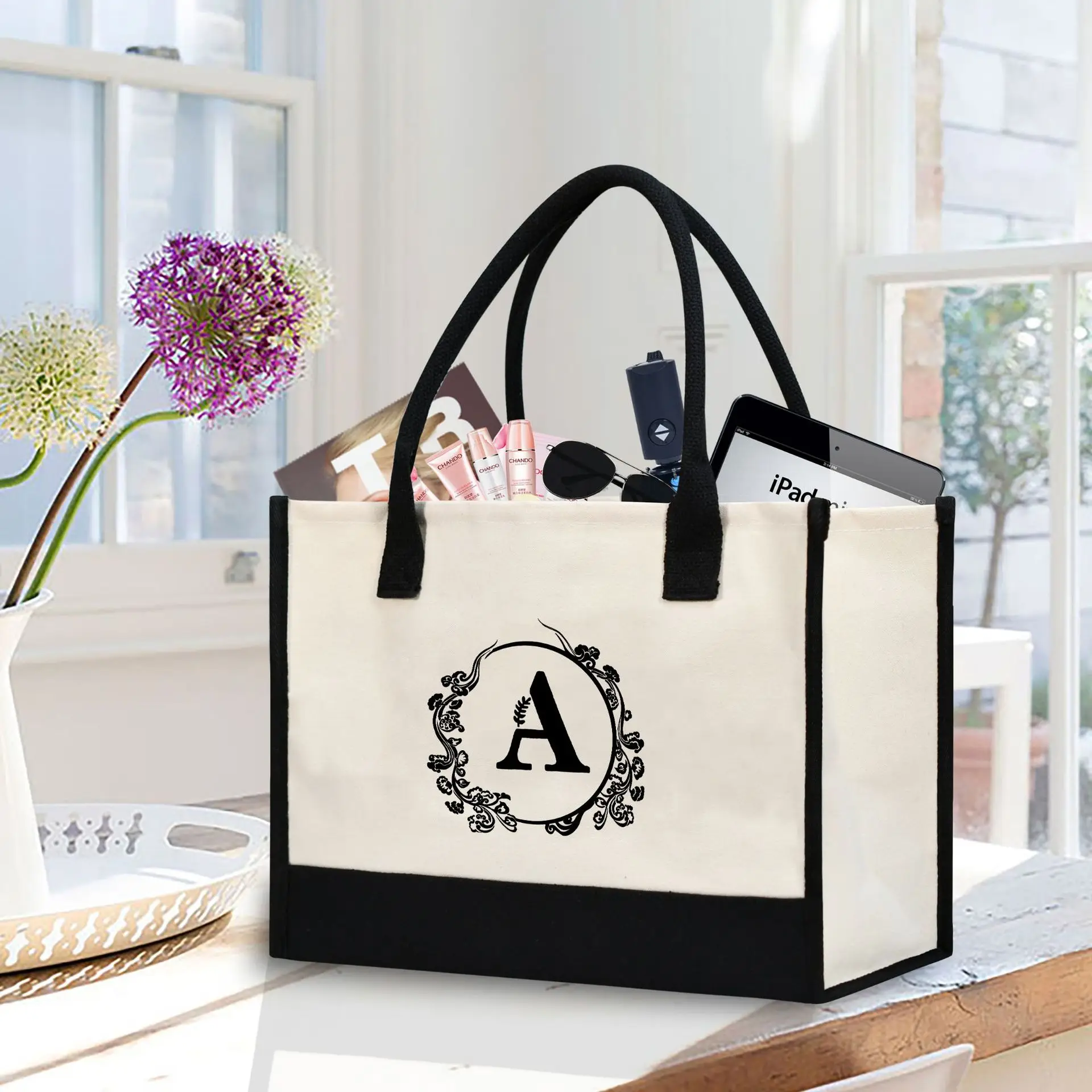 Printed Canvas Shoulder Bag Women Large Capacity Festive Christmas Design — feature 24
