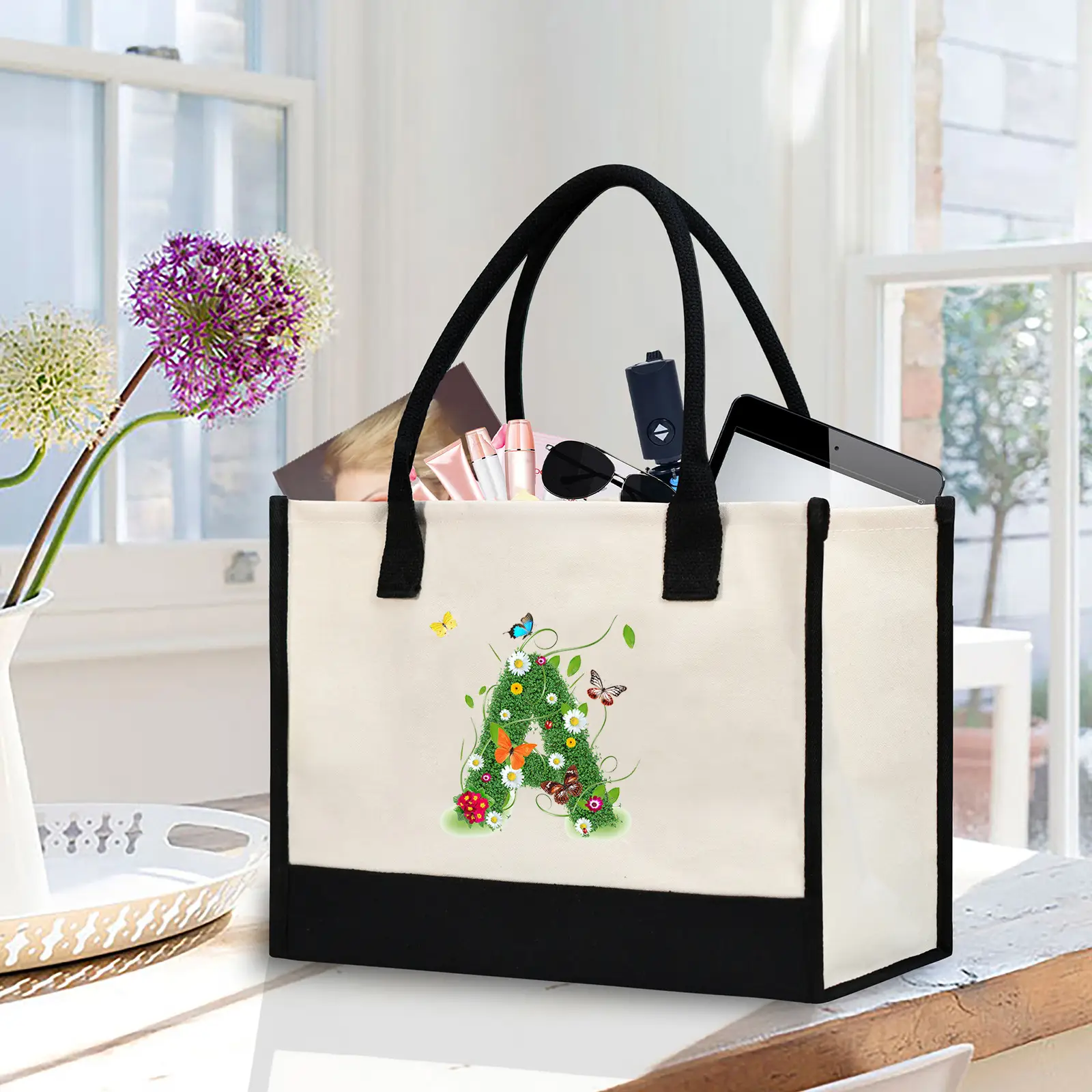Printed Canvas Shoulder Bag Women Large Capacity Festive Christmas Design — feature 35
