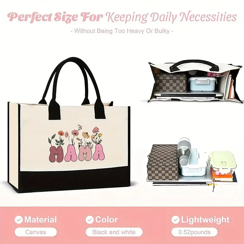 Printed Canvas Shoulder Bag Women Large Capacity Festive Christmas Design — feature 41