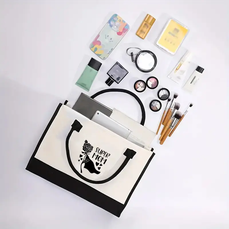 Printed Canvas Shoulder Bag Women Large Capacity Festive Christmas Design — feature 44