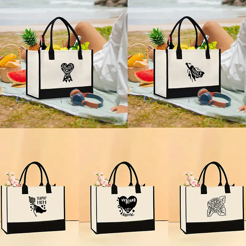 Printed Canvas Shoulder Bag Women Large Capacity Festive Christmas Design — feature 45