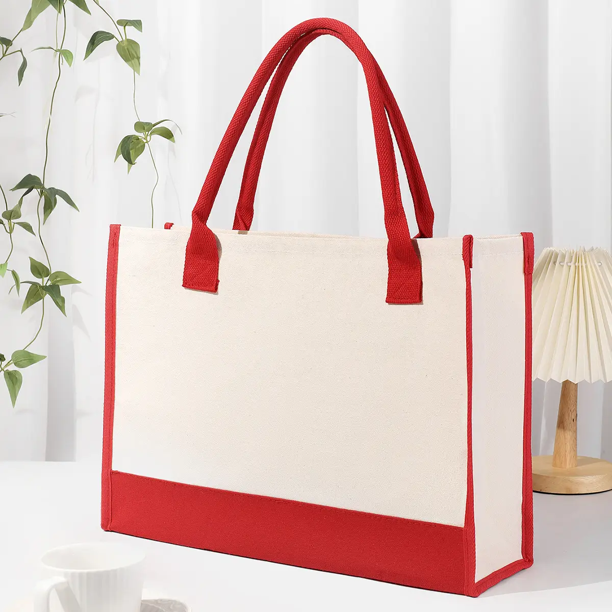 Printed Canvas Shoulder Bag Women Large Capacity Festive Christmas Design