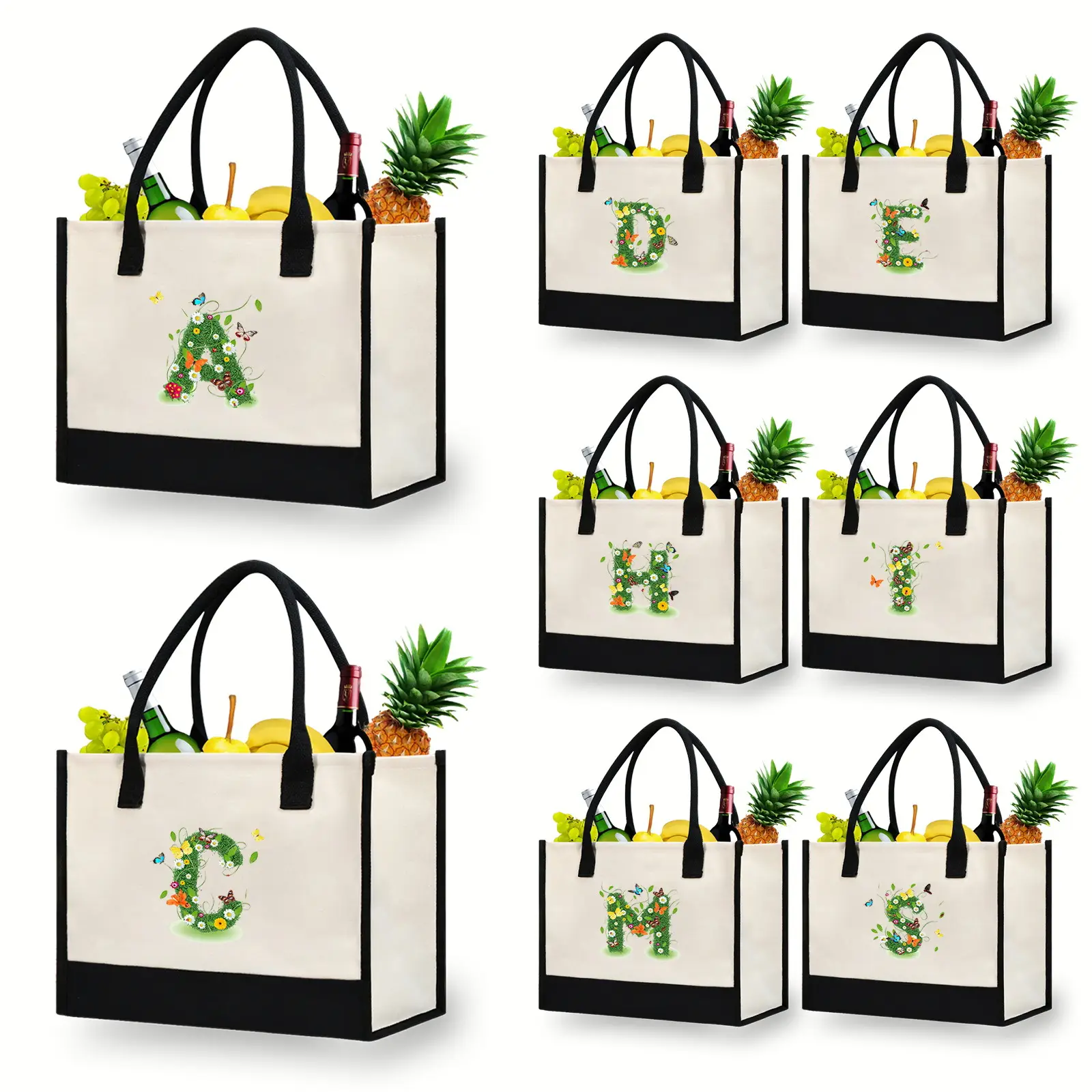 Printed Canvas Shoulder Bag Women Large Capacity Festive Christmas Design