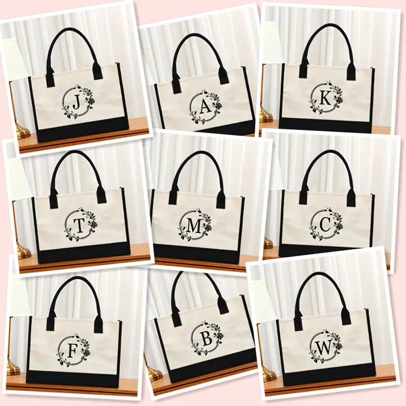 Printed Canvas Shoulder Bag Women Large Capacity Festive Christmas Design