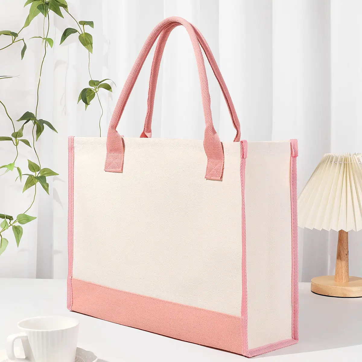 Printed Canvas Shoulder Bag Women Large Capacity Festive Christmas Design