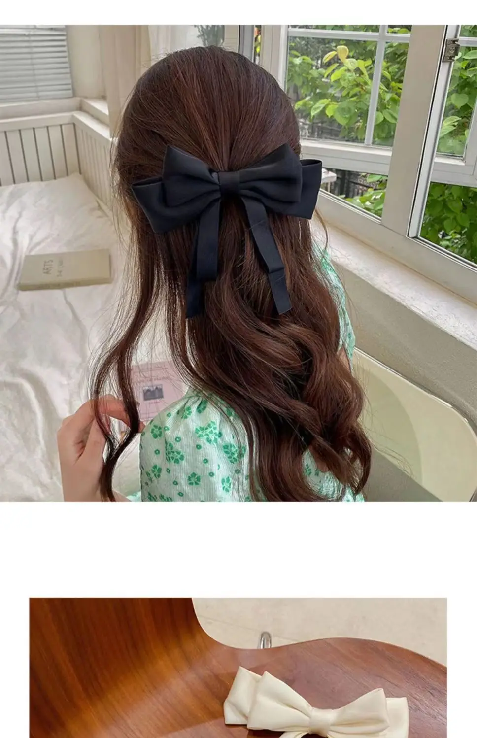 Red & White Bow Hairpin for Women — feature 5