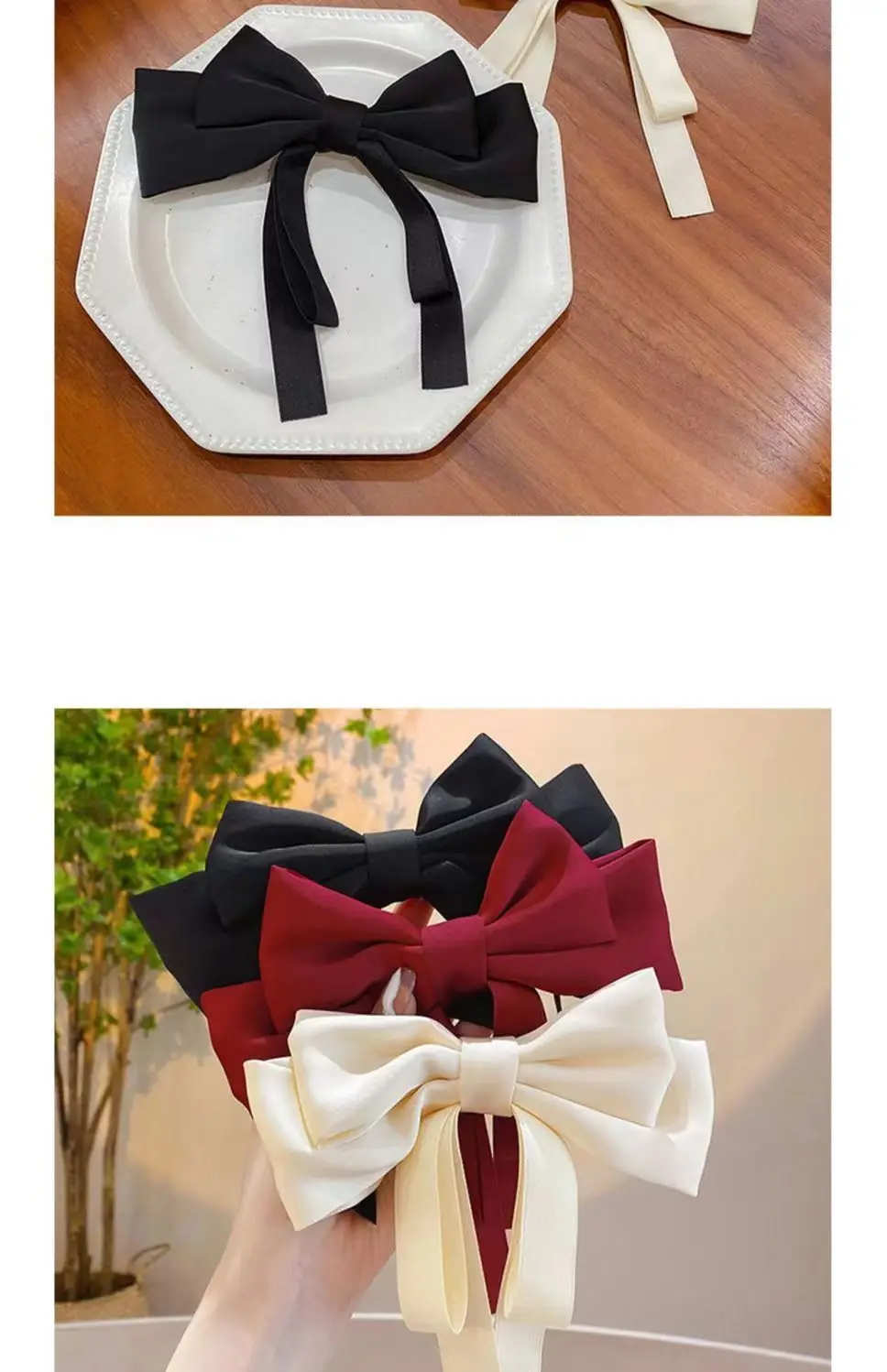 Red & White Bow Hairpin for Women — feature 6