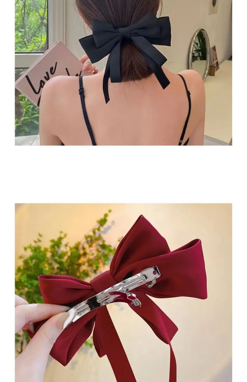 Red & White Bow Hairpin for Women — feature 9