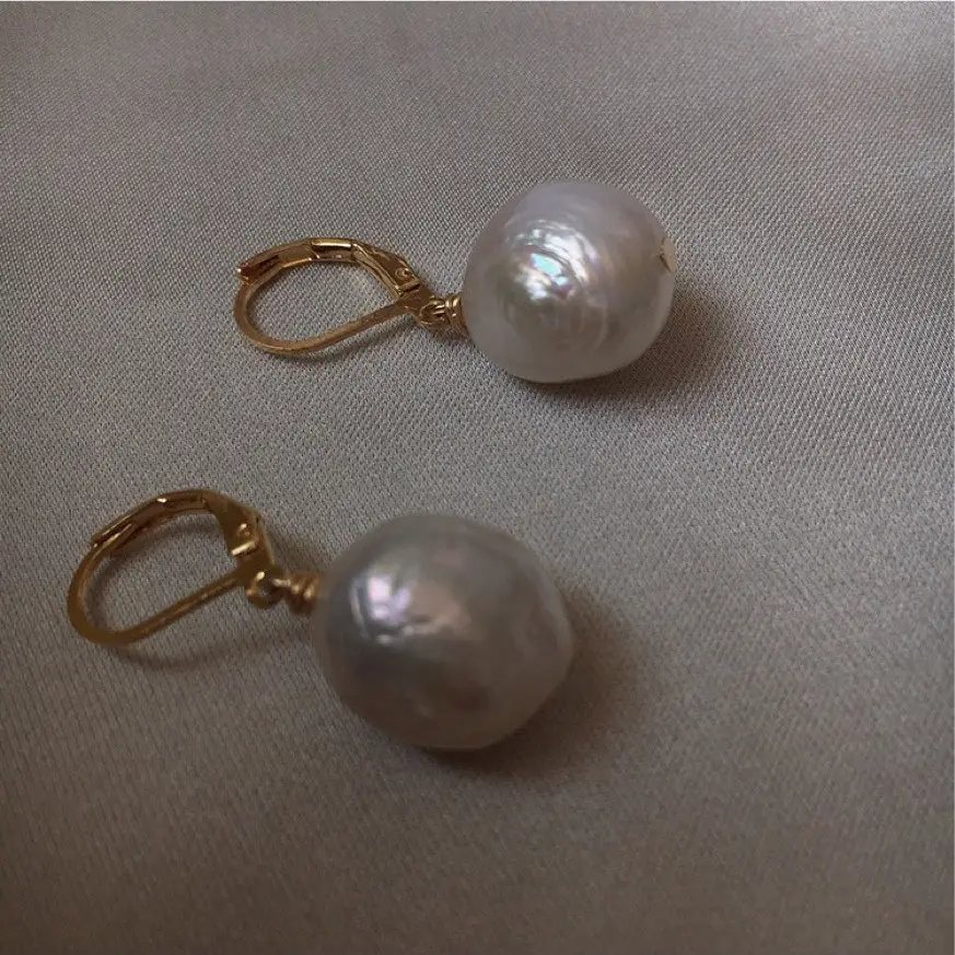 Natural Pearl Drop Earrings Gold Plated