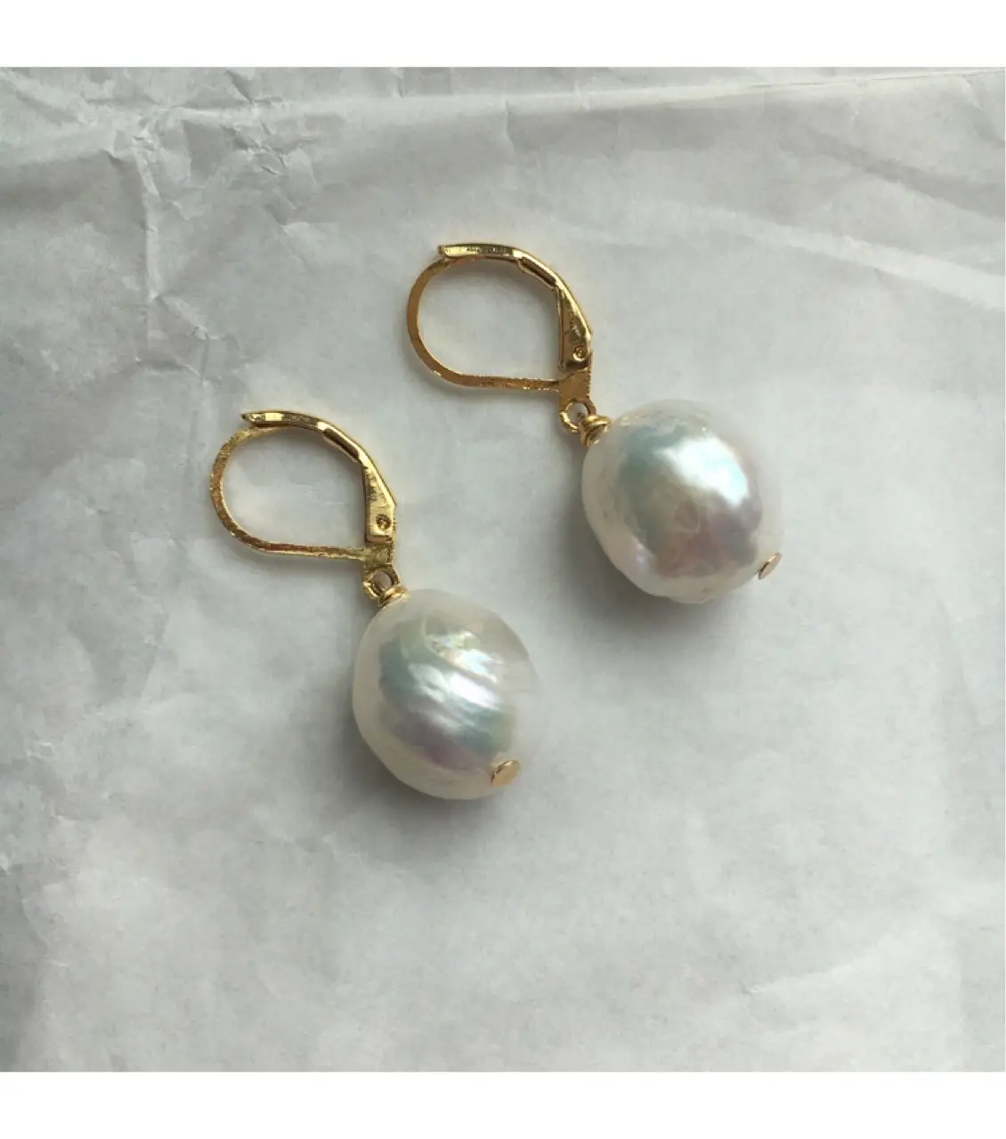 Natural Pearl Drop Earrings Gold Plated — feature 1