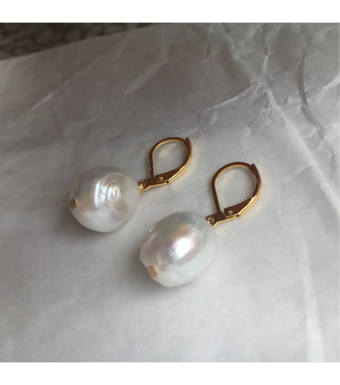 Natural Pearl Drop Earrings Gold Plated — feature 2