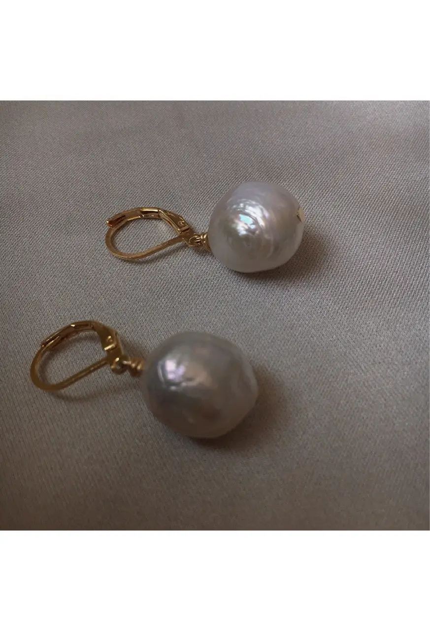 Natural Pearl Drop Earrings Gold Plated — feature 3