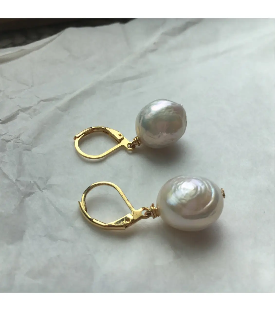 Natural Pearl Drop Earrings Gold Plated — feature 4