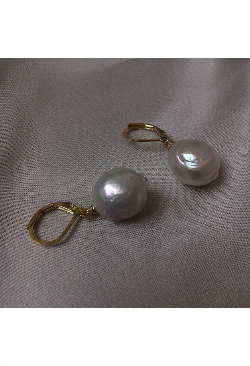 Natural Pearl Drop Earrings Gold Plated — feature 5