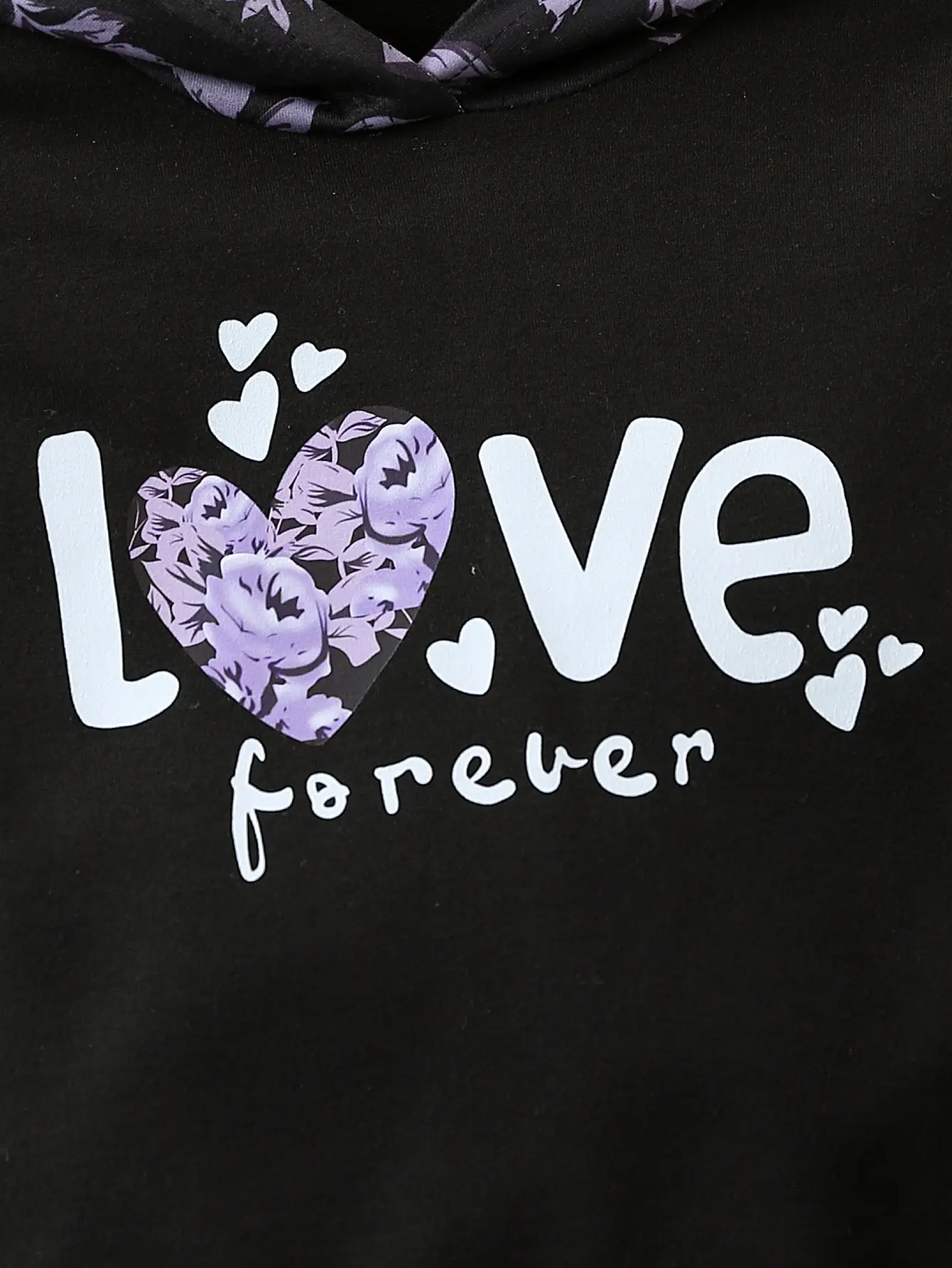 Girls Long Sleeve Sweater Set Black Purple Heart Design - Image 4