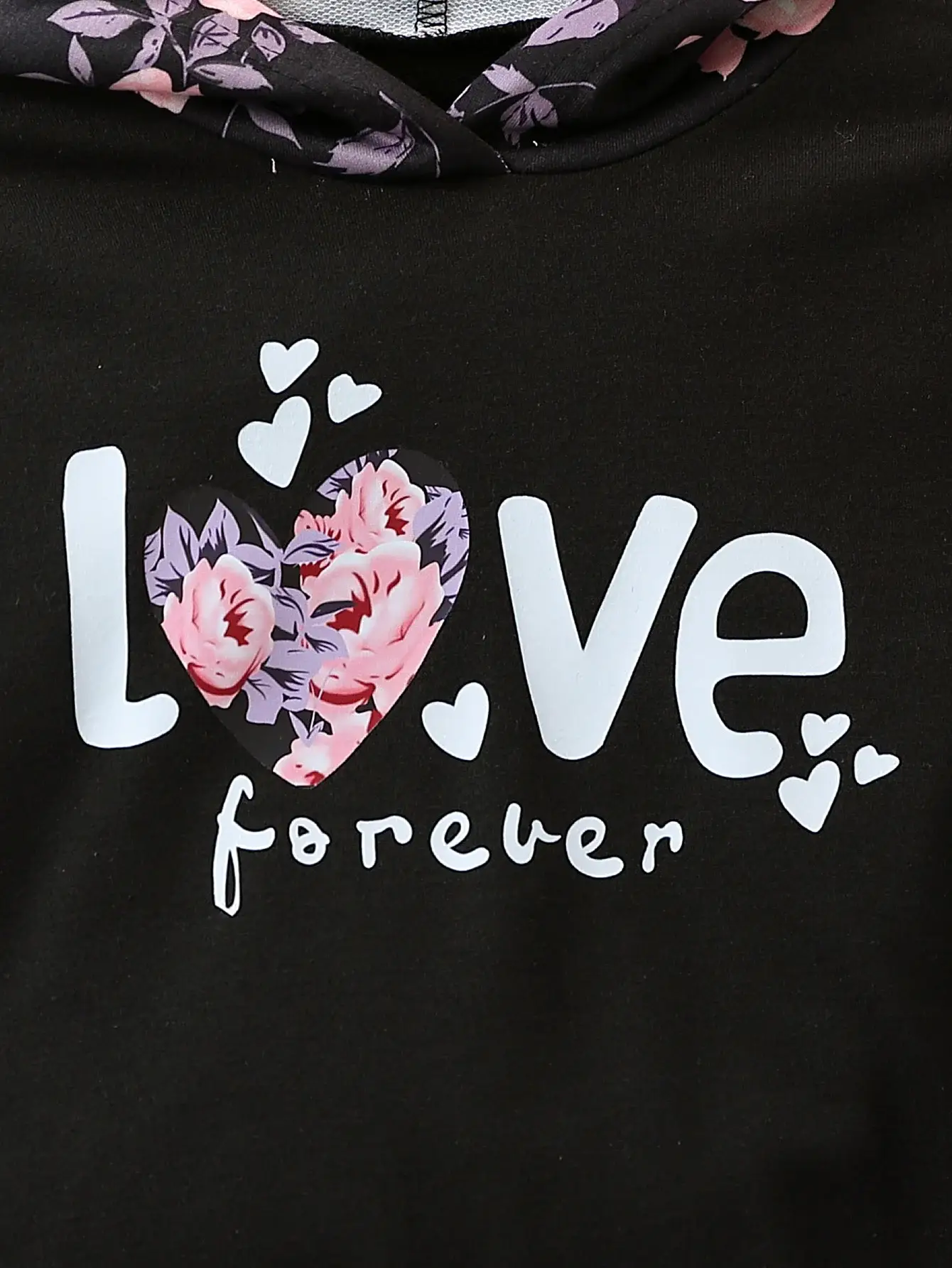 Girls Long Sleeve Sweater Set Black Purple Heart Design — feature 12