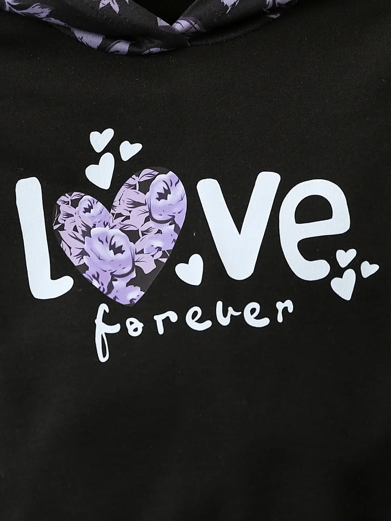Girls Long Sleeve Sweater Set Black Purple Heart Design — feature 5