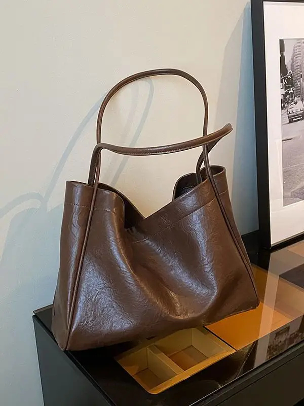 Women Large Capacity Black Leather Shoulder Bag 2023 - Image 5