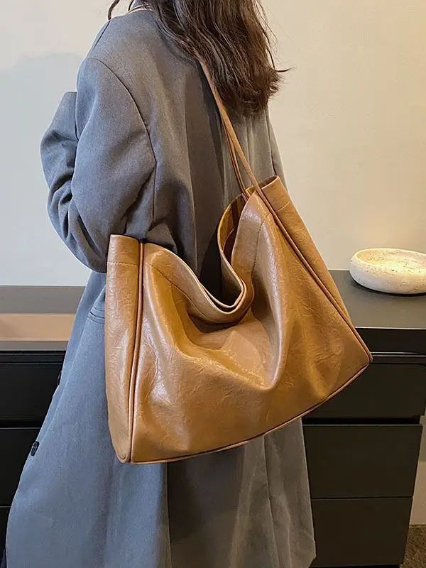 Women Large Capacity Black Leather Shoulder Bag 2023 - Image 7