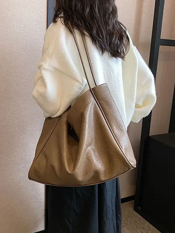 Women Large Capacity Black Leather Shoulder Bag 2023 - Image 8