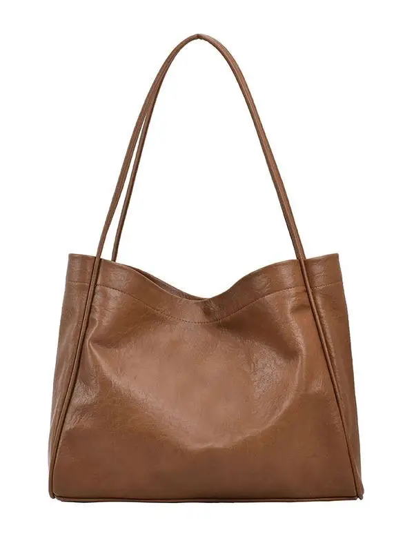 Women Large Capacity Black Leather Shoulder Bag 2023 - Image 9