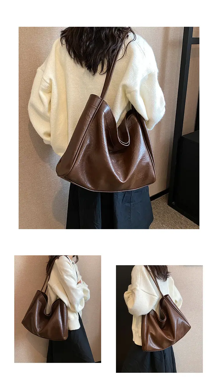 Women Large Capacity Black Leather Shoulder Bag 2023 — feature 20