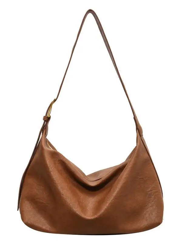 Women Large Capacity Brown Leather Shoulder Messenger Bag - Image 9