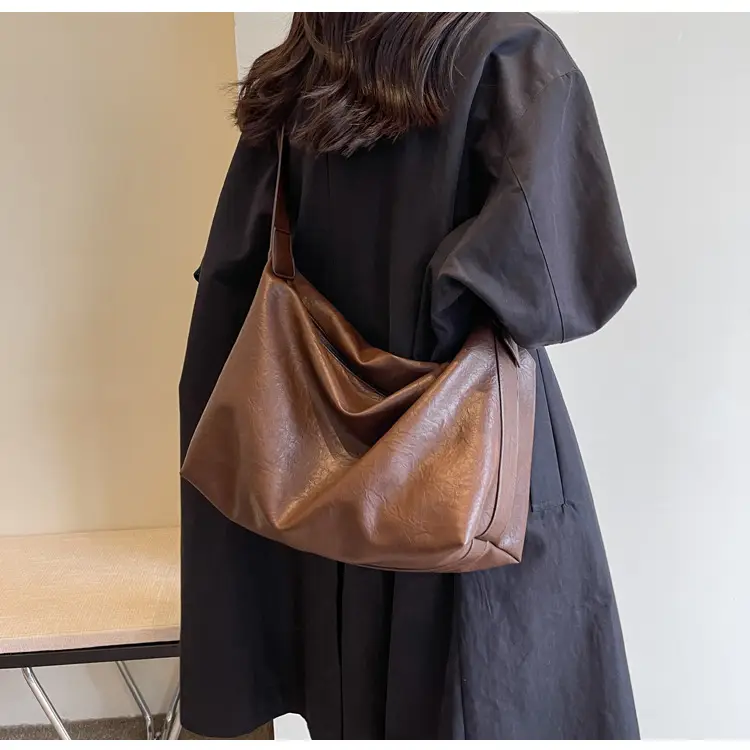 Women Large Capacity Brown Leather Shoulder Messenger Bag — feature 14