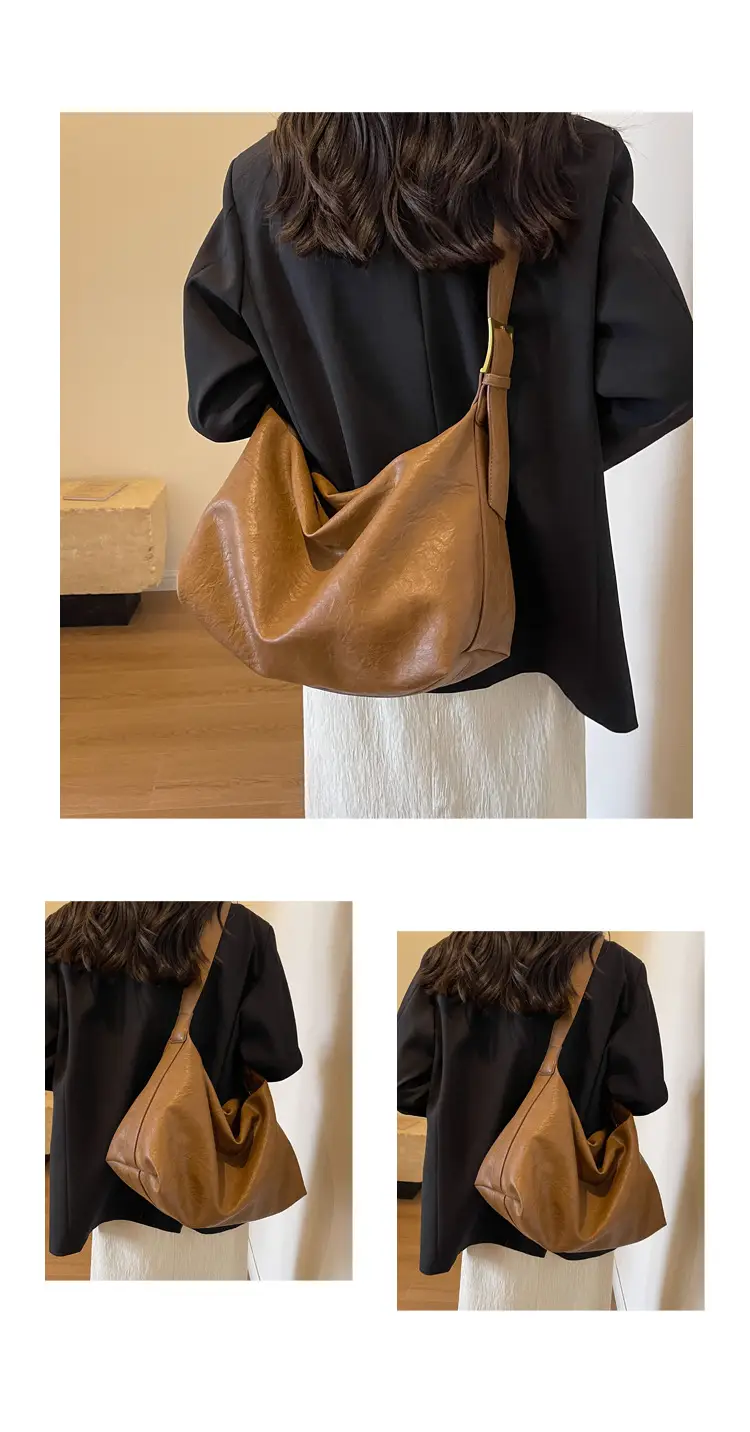 Women Large Capacity Brown Leather Shoulder Messenger Bag — feature 19
