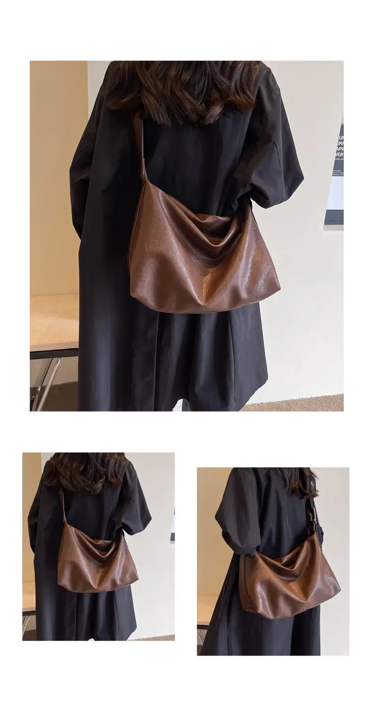 Women Large Capacity Brown Leather Shoulder Messenger Bag — feature 21